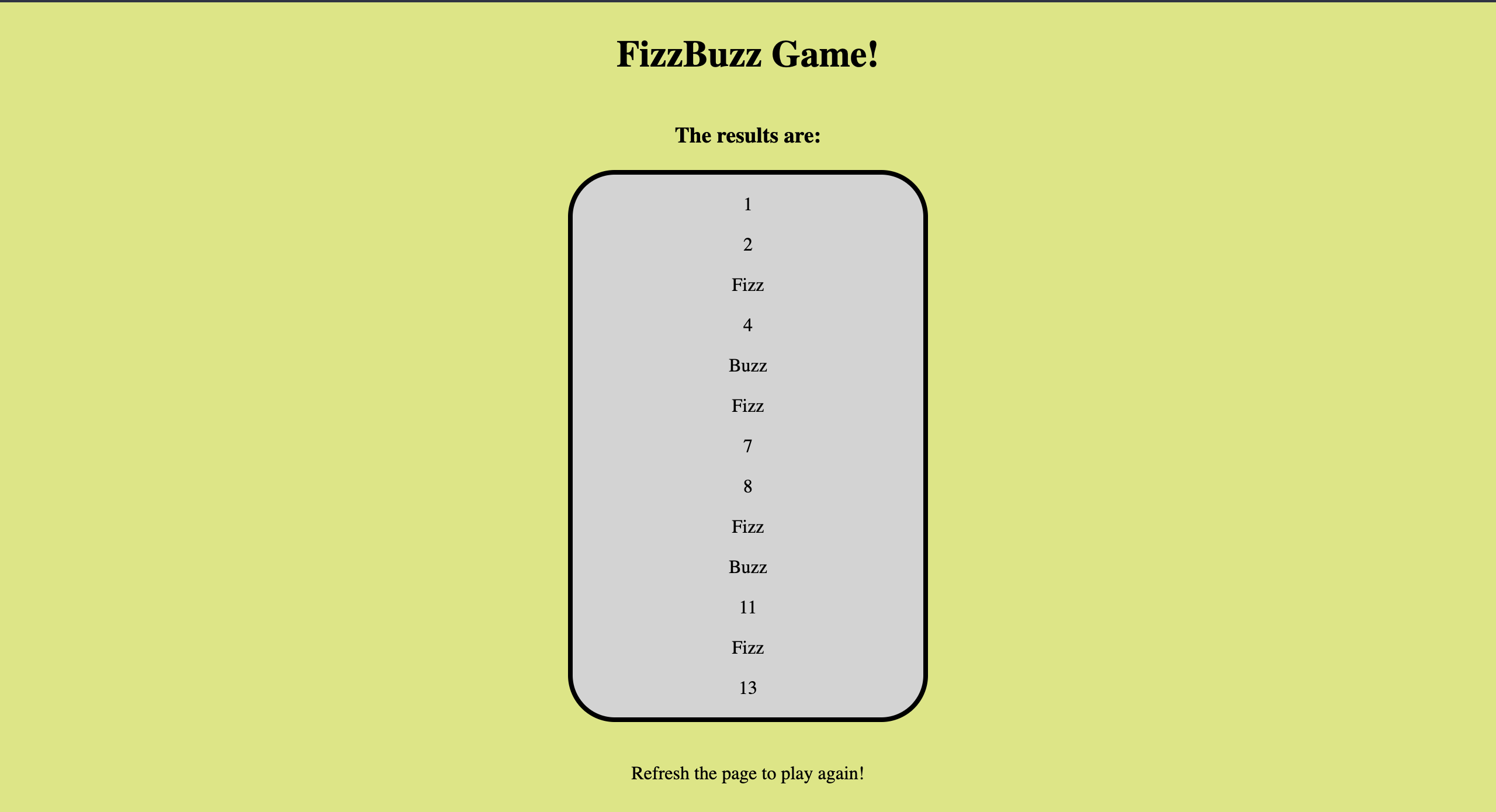 FizzBuzz webpage