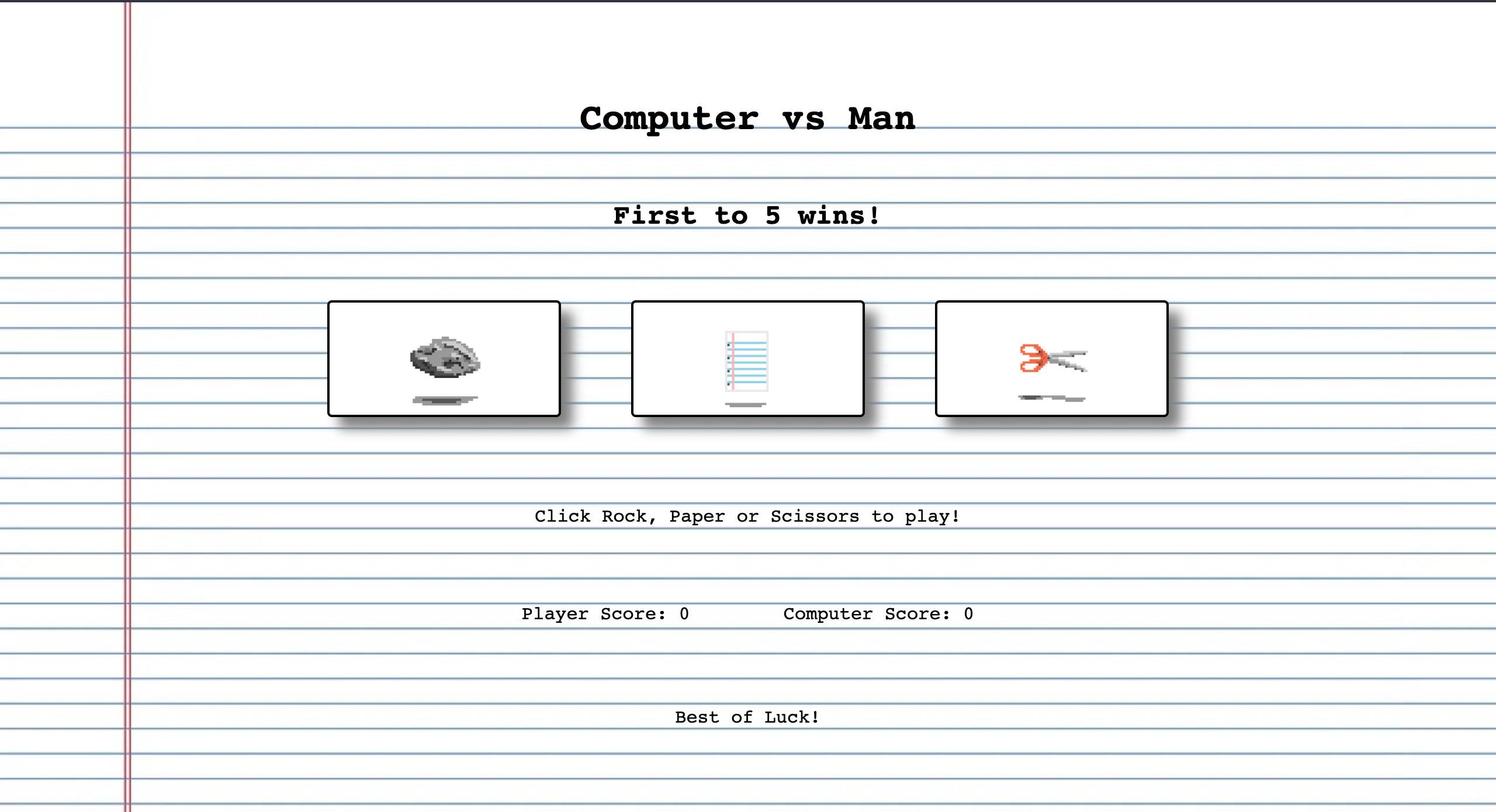 Rock Paper Scissors webpage